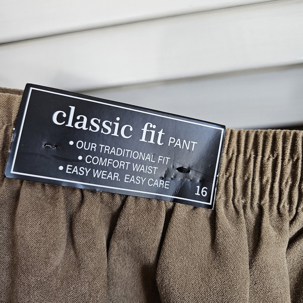 NWT Alfred Dunner Copper Canyon Suede-like Brown Pants, 16 - Picture 5 of 6